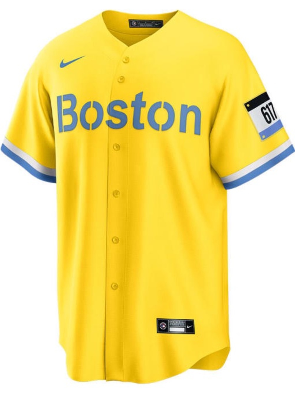Nike Yellow and Blue Boston Red Sox City Connect Jersey, Size XXL